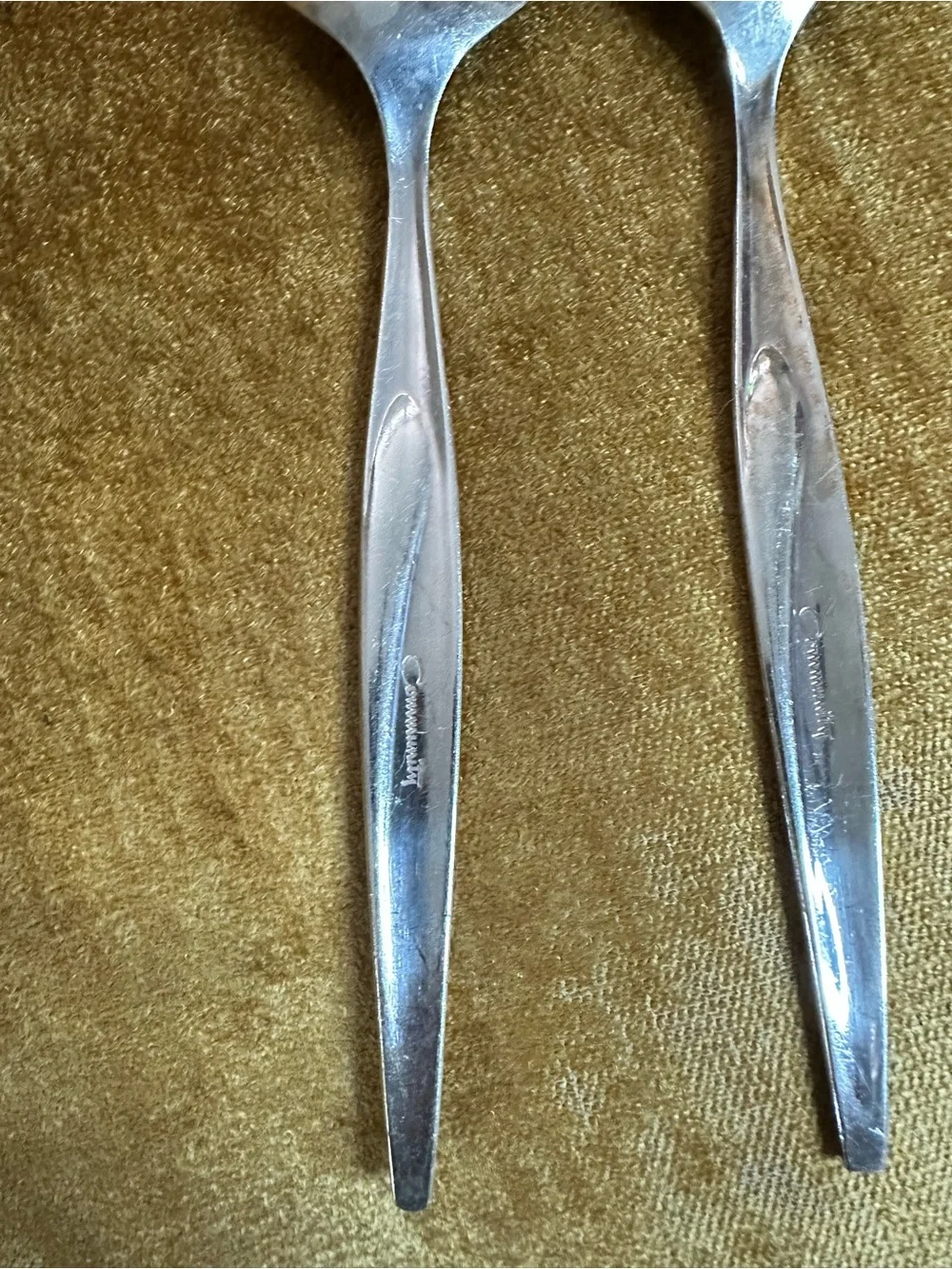 Vintage 60s Oneida Community Flight Serving Spoons Pair - Silver Plated
